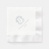 Dusty Blue Crest Monogram Weddenschap Servet (Voorkant)