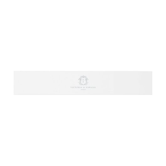 Dusty Blue Crest Monogram Weddenschap Uitnodigingen Wikkel (Vlak)