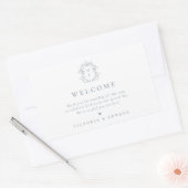 Dusty Blue Crest Monogram Weddenschap Welkom Rechthoekige Sticker (Envelop)