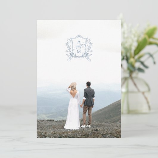 Dusty Blue Crest Sla de datum op Kaart (Staand voorkant)