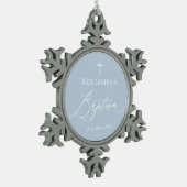 Dusty Blue Cross Baptism Snowflake Framed Ornament (Links)