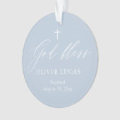 Dusty Blue Cross Boy Baptisme AcrylOrnament Ornament (voorkant)