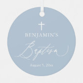 Dusty Blue Cross Boy Baptisme Ceramic Ornament (Voorkant)