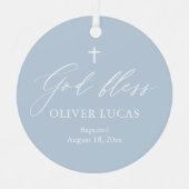 Dusty Blue Cross Boy Baptisme Ceramic Ornament (Voorkant)