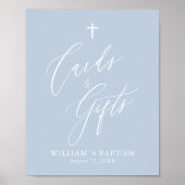 Dusty Blue Cross Boy Baptisme Kaarten & Gifts Post Poster (Voorkant)