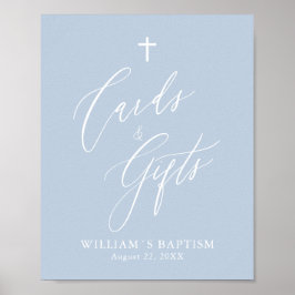 Dusty Blue Cross Boy Baptisme Kaarten & Gifts Post Poster