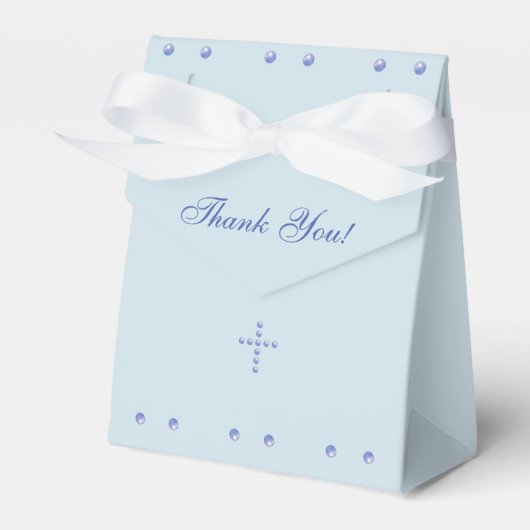 Dusty Blue Cross Christelijke doop Bedankdoosjes (Voorkant Zijde)