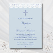 Dusty Blue Cross Christening Christian Baptism Kaart