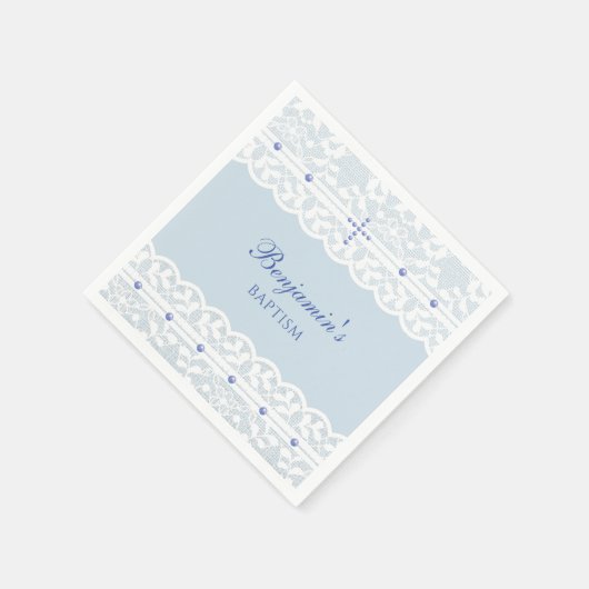 Dusty Blue Cross Christening Christian Baptism Servet (Hoek)