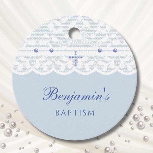 Dusty Blue Cross Christian Baptism Thank You  Bedankjes Labels