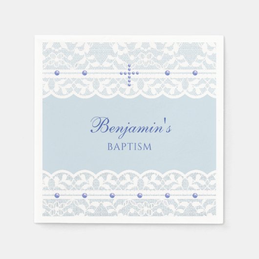 Dusty Blue Cross doop Christelijke doop Servet (Voorkant)