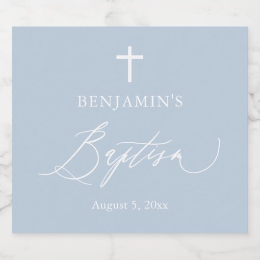 Dusty Blue Cross Dop Mousserende Wijnfles Lab Sparkling Wijnetiket (Enkel label)