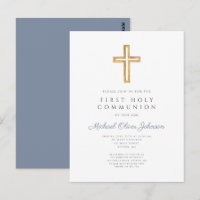 Dusty Blue Cross Religious Boy First Community