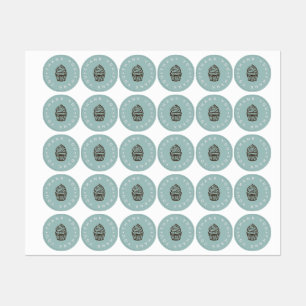 Dusty Blue Cupcake Bakkerij Kleine Etiketten Labels