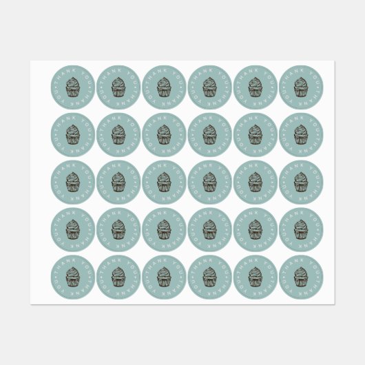 Dusty Blue Cupcake Bakkerij Kleine Etiketten Labels (Vel)