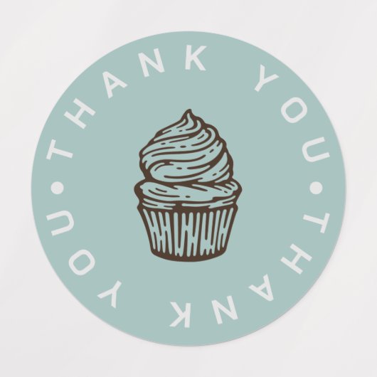 Dusty Blue Cupcake Bakkerij Kleine Etiketten Labels (Design 1)