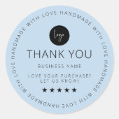 Dusty Blue Custom Bedankt Sticker met Logo (Voorkant)