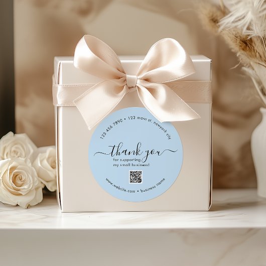 Dusty Blue Custom Bedankt Stickers met QR-code