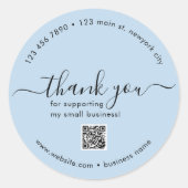 Dusty Blue Custom Bedankt Stickers met QR-code (Voorkant)