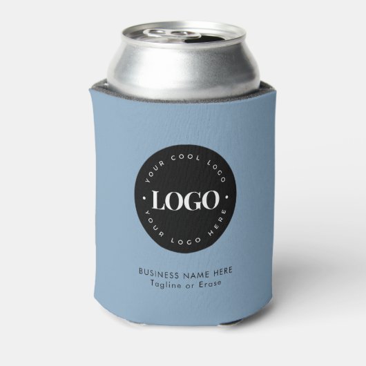 Dusty Blue Custom Business Company Logo Blikjeskoeler (Blikje Achterkant)