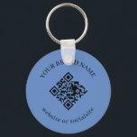 Dusty Blue Custom Business QR Code Keychains Sleutelhanger<br><div class="desc">Promote your brand with this dusty blue business keychain featuring a scannable QR code. Perfect for small businesses,  startups,  and entrepreneurs seeking stylish and professional promotional products. Add your custom logo or QR code to create branded accessories ideal for marketing giveaways,  client gifts,  networking events,  and everyday business use.</div>