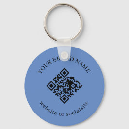 Dusty Blue Custom Business QR Code Keychains Sleutelhanger