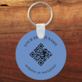 Dusty Blue Custom Business QR Code Keychains Sleutelhanger (Voorkant)