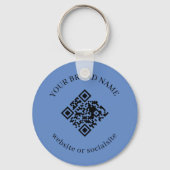 Dusty Blue Custom Business QR Code Keychains Sleutelhanger (Achterkant)
