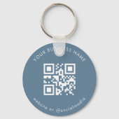 Dusty Blue Custom Business Qr Code Scan Sleutelhan Sleutelhanger (Voorkant)