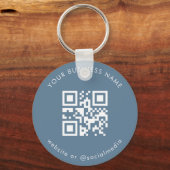 Dusty Blue Custom Business Qr Code Scan Sleutelhan Sleutelhanger (Voorkant)