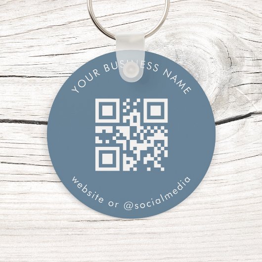 Dusty Blue Custom Business Qr Code Scan Sleutelhan Sleutelhanger