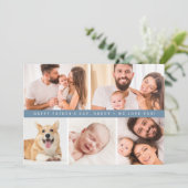 Dusty blue Custom Foto Happy Vaderdag DADDY Feestdagenkaart (Staand voorkant)