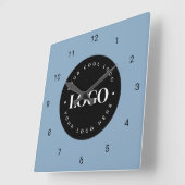 Dusty Blue Custom Logo Business Company Office Vierkante Klok (Hoek)