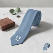 Dusty Blue | Custom Monogram Wedding Groomsmen Stropdas