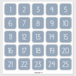 Dusty Blue Customizable Square Number Stickers