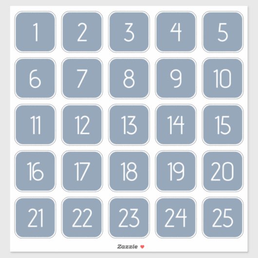Dusty Blue Customizable Square Number Stickers (Vel)