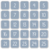 Dusty Blue Customizable Square Number Stickers (Voorkant)