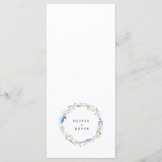 Dusty Blue Dainty Wild Floral Rustic Boho Wedding Menu (Achterkant)