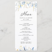 Dusty Blue Dainty Wild Floral Rustic Boho Wedding Menu (Voorkant)