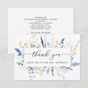 Dusty Blue Dainty Wild Flowers Boho Vrijgezellenfe Bedankkaart
