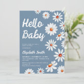 Dusty Blue Daisy Baby shower Kaart (Staand voorkant)