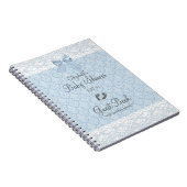 Dusty Blue Damask en Lace Baby shower Guest Book- Notitieboek (Rechterzijde)