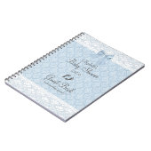 Dusty Blue Damask en Lace Baby shower Guest Book- Notitieboek (Linkerzijde)