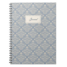 Dusty Blue Damask Kalligrafie Tijdschrift