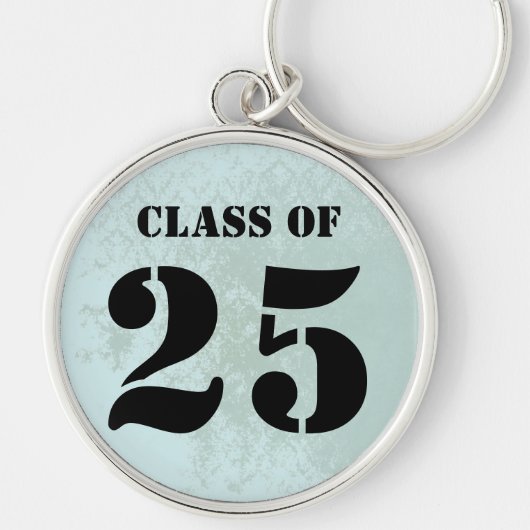  Dusty Blue Damask Klasse van 2024 Sleutelhanger (Voorkant)