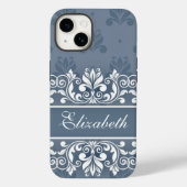 Dusty blue Damask wervelnaam Hoesje-Mate iPhone Ca Case-Mate iPhone Case (Achterkant)