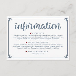 Dusty Blue & Dark Red Information Enclosure Informatiekaartje