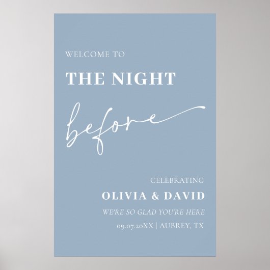 Dusty Blue de avond voor repetitie diner teken Poster (Voorkant)