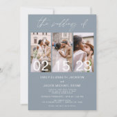 Dusty Blue De bruiloft van foto Simple Minimalist Kaart (Voorkant)