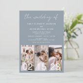 Dusty Blue De bruiloft van kalligrafie QR-code Kaart (Staand voorkant)